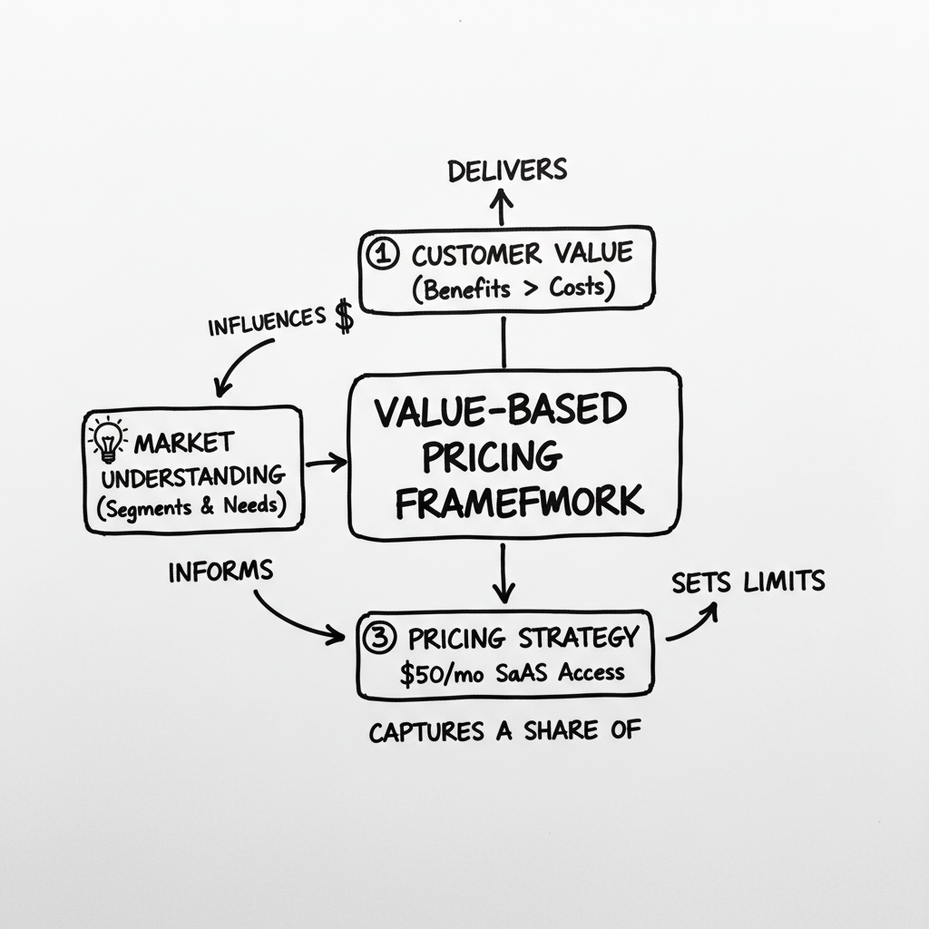 Whiteboard concept diagram for Value-Based Pricing Framework