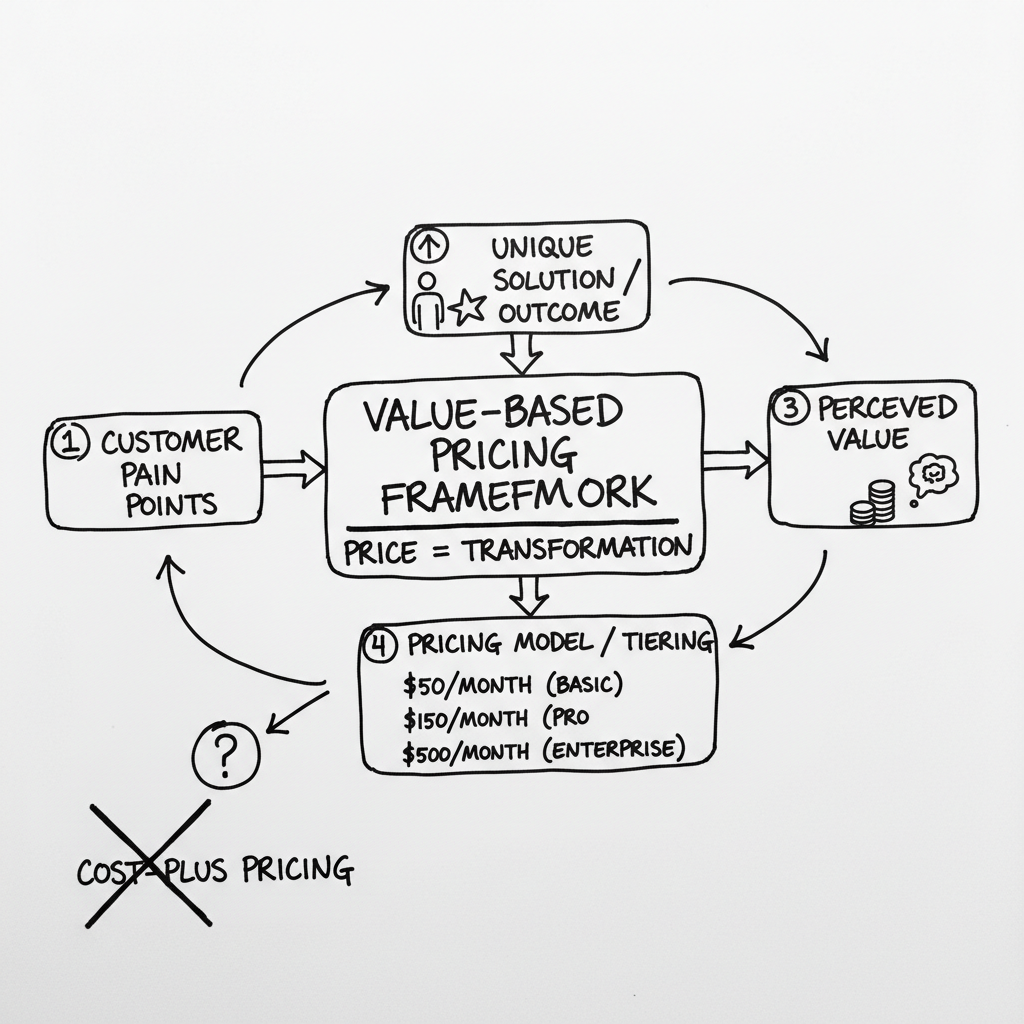 Whiteboard concept diagram for Value-Based Pricing Framework